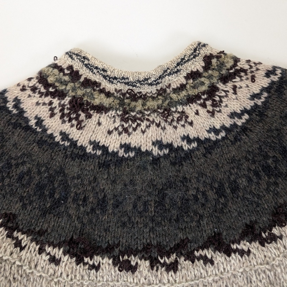 Vintage Knit Fair Isle Cardigan Norwegian Icelandic Button Down Cozy Comfy - Picture 8 of 10